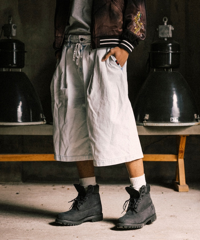 RED KAP 2TUCK BAGGY WIDE DENIM SHORTS PANTS 打褶牛仔短褲