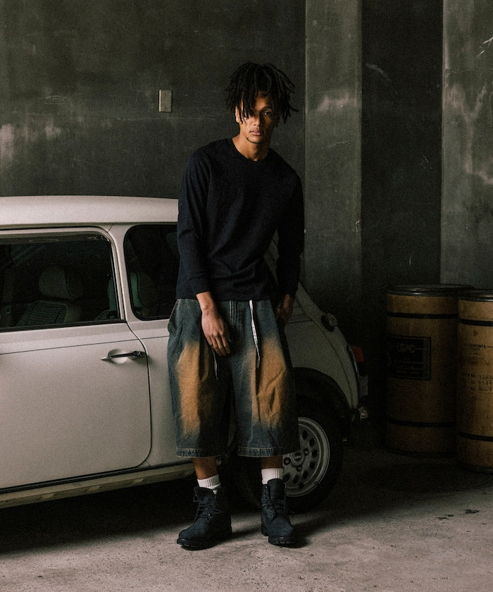 RED KAP 2TUCK BAGGY WIDE DENIM SHORTS PANTS 打褶牛仔短褲