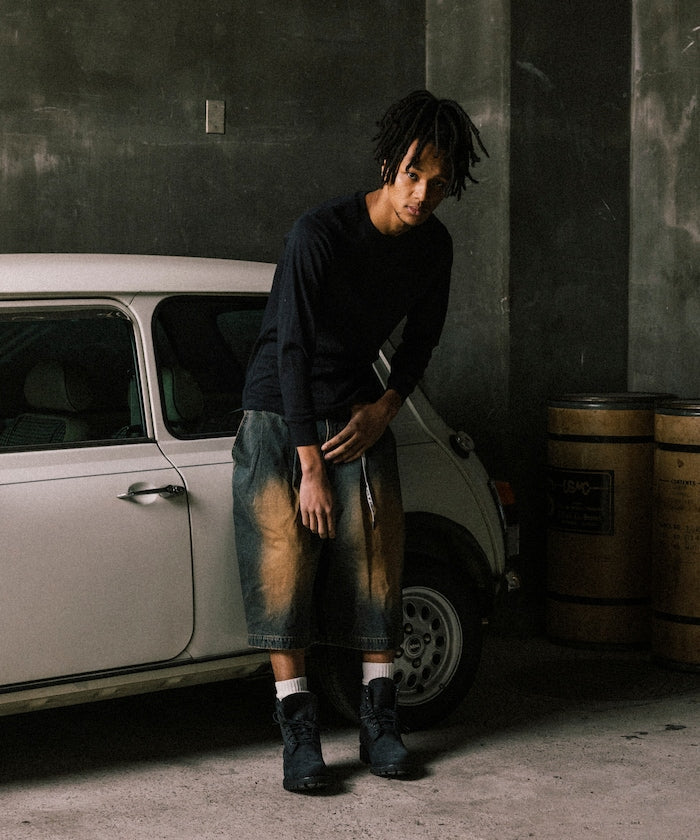 RED KAP 2TUCK BAGGY WIDE DENIM SHORTS PANTS 打褶牛仔短褲