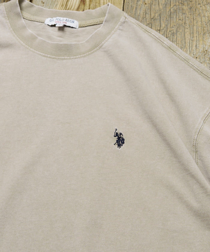 U.S. POLO ASSN. Special order one-point embroidered logo pigment T-shirt 簡約刺繡短袖T恤