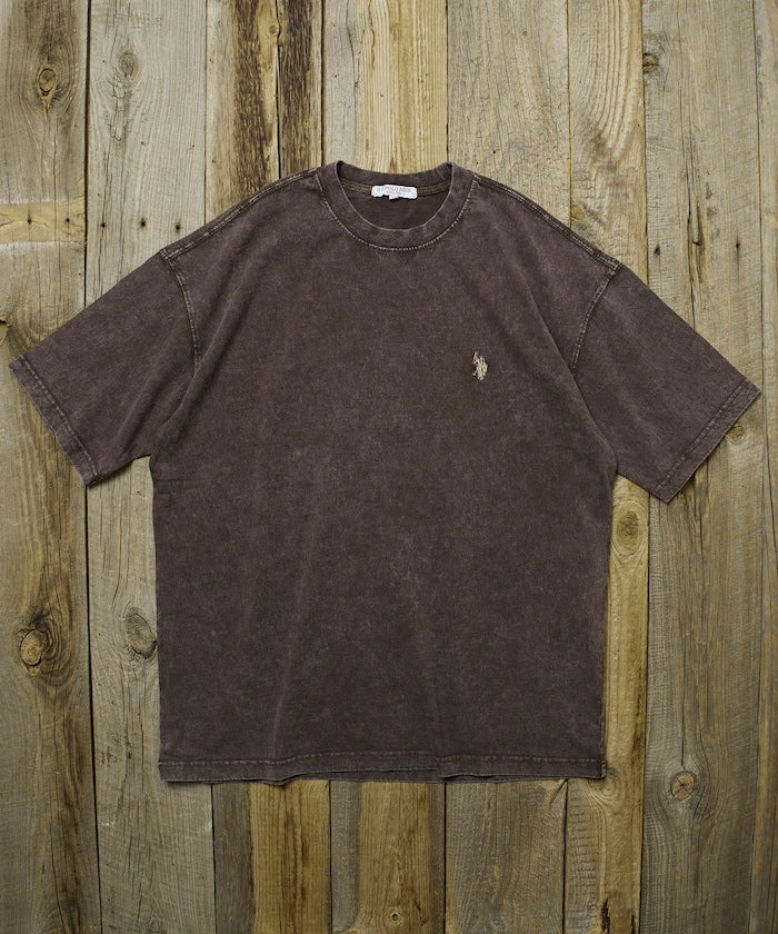 U.S. POLO ASSN. Special order one-point embroidered logo pigment T-shirt 簡約刺繡短袖T恤