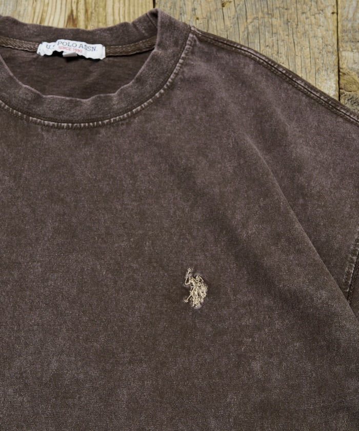 U.S. POLO ASSN. Special order one-point embroidered logo pigment T-shirt 簡約刺繡短袖T恤