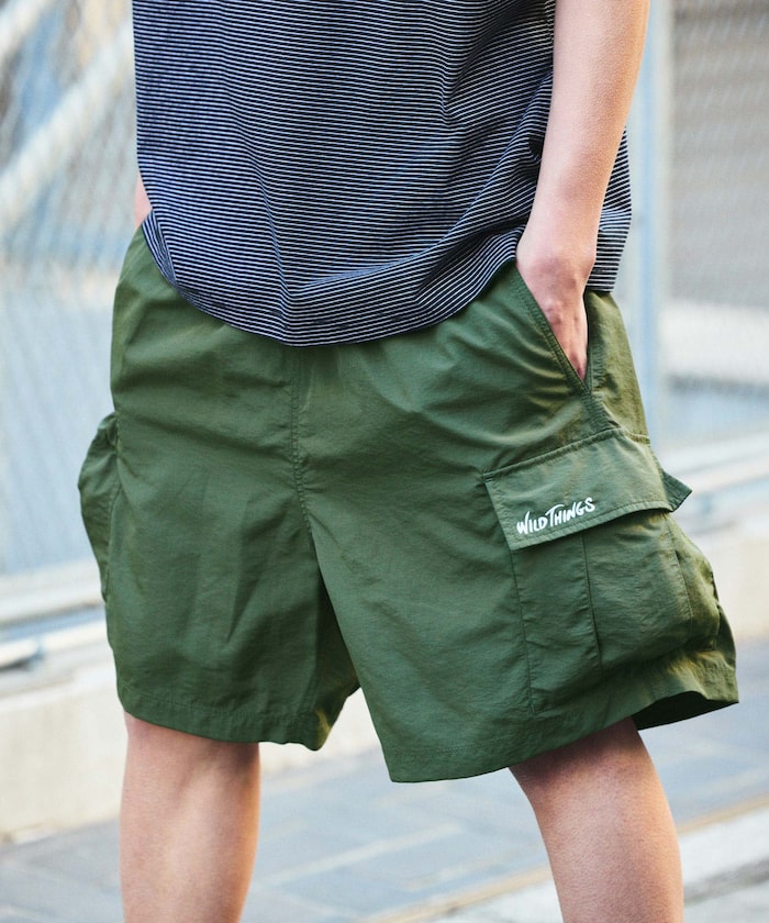 WILD THINGS × FREAK'S STORE 刺繡LOGO工裝短褲