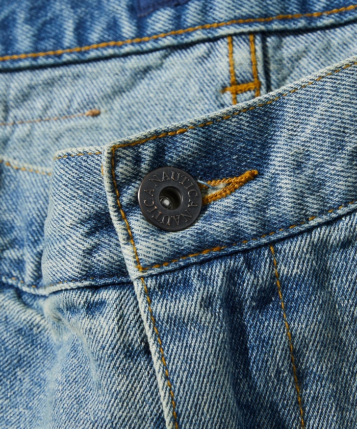 NAUTICA Super Wide Curve Double Knee Denim Cropped Pants 超寬版弧形雙層牛仔九分褲