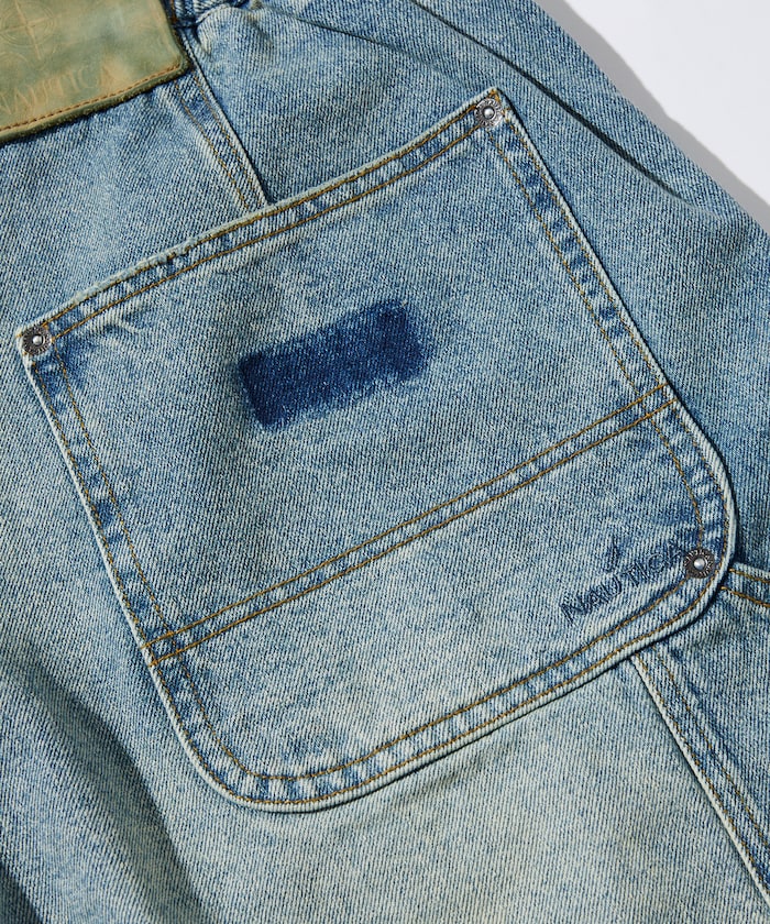 NAUTICA Super Wide Curve Double Knee Denim Cropped Pants 超寬版弧形雙層牛仔九分褲