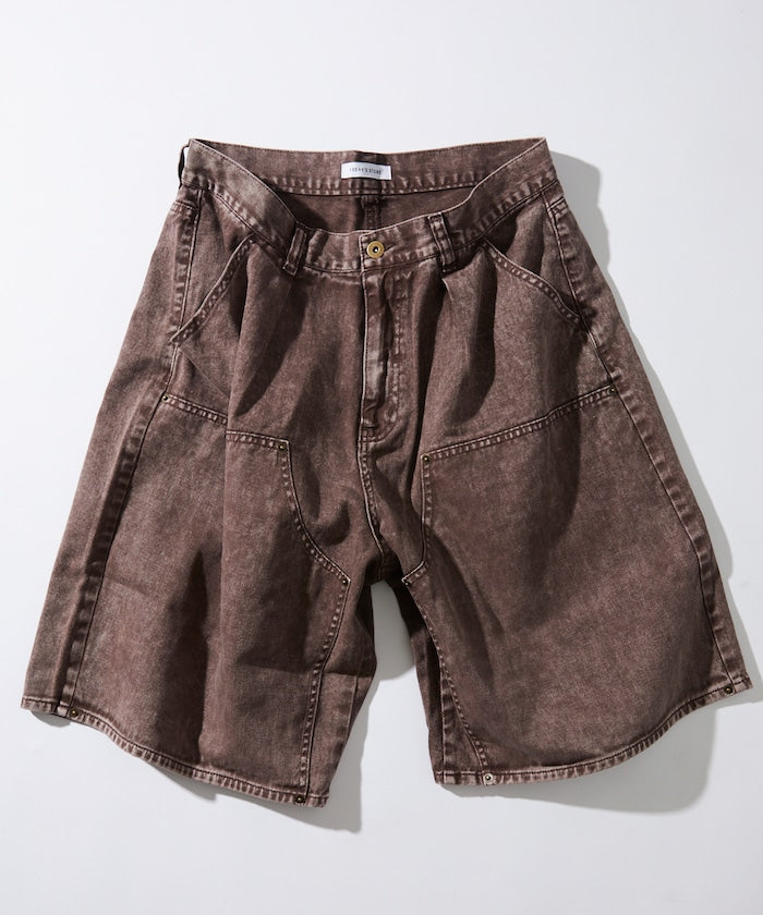 FREAK'S STORE Wide silhouette baggy double knee denim shorts 寬版牛仔短褲