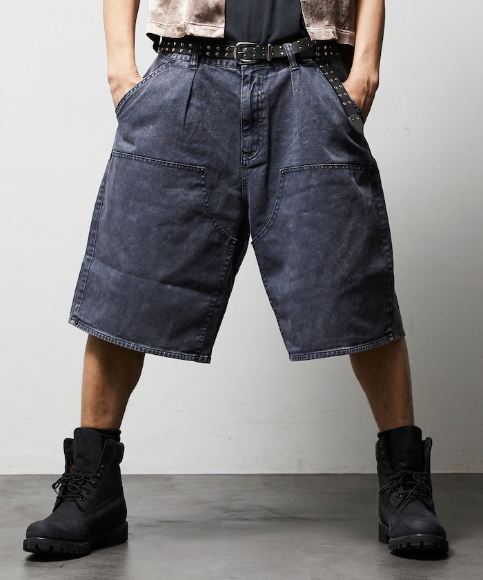 FREAK'S STORE Wide silhouette baggy double knee denim shorts 寬版牛仔短褲