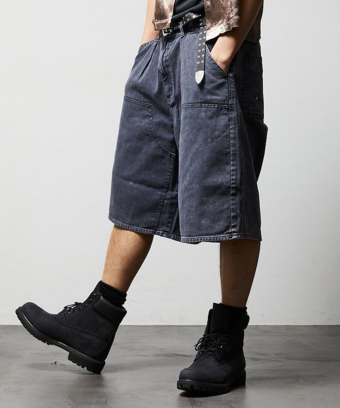FREAK'S STORE Wide silhouette baggy double knee denim shorts 寬版牛仔短褲