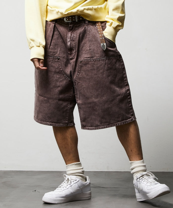 FREAK'S STORE Wide silhouette baggy double knee denim shorts 寬版牛仔短褲
