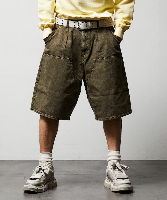 FREAK'S STORE Wide silhouette baggy double knee denim shorts 寬版牛仔短褲