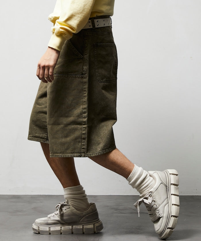 FREAK'S STORE Wide silhouette baggy double knee denim shorts 寬版牛仔短褲