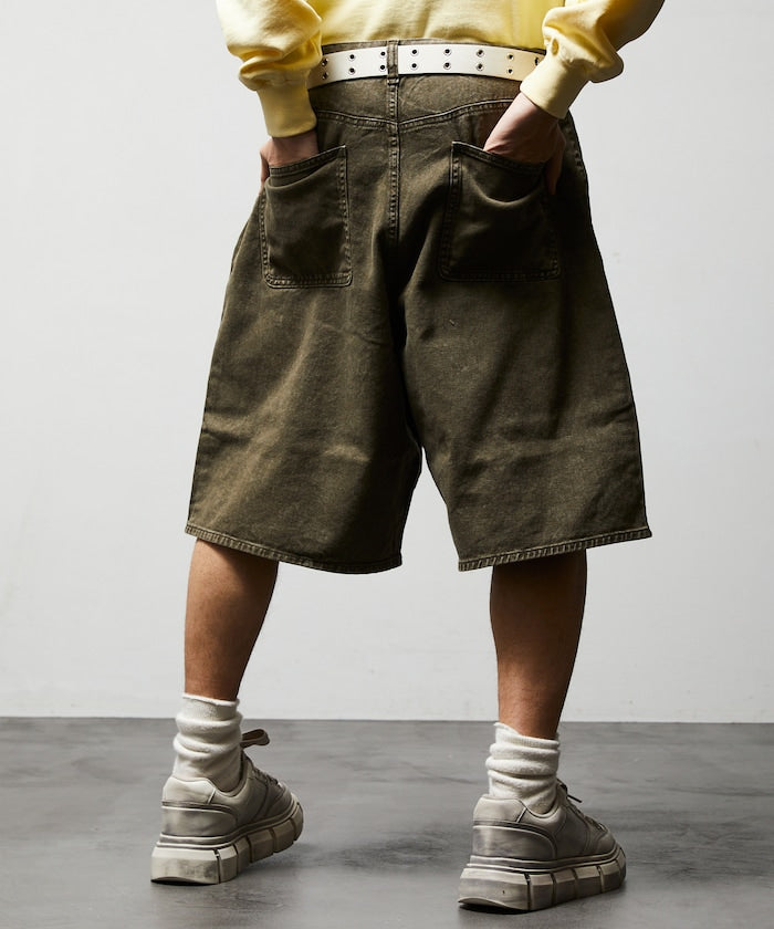 FREAK'S STORE Wide silhouette baggy double knee denim shorts 寬版牛仔短褲