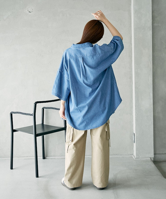 U.S. POLO ASSN. Custom embroidered denim short sleeve shirt  限定刺繡短袖襯衫