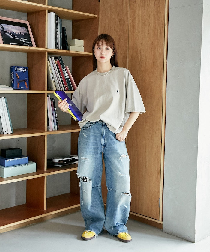 U.S. POLO ASSN. Special order one-point embroidered logo pigment T-shirt 簡約刺繡短袖T恤