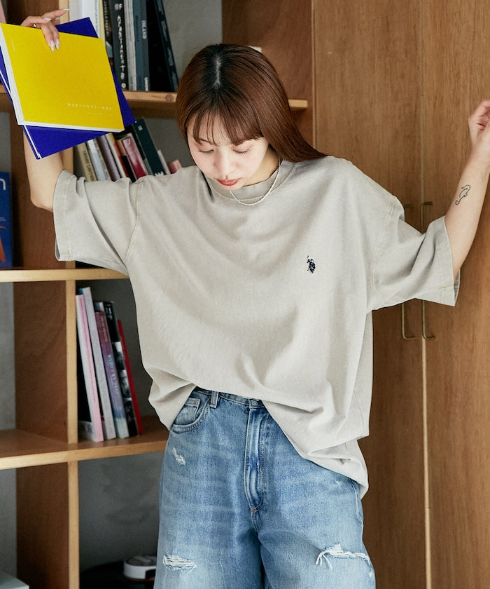 U.S. POLO ASSN. Special order one-point embroidered logo pigment T-shirt 簡約刺繡短袖T恤