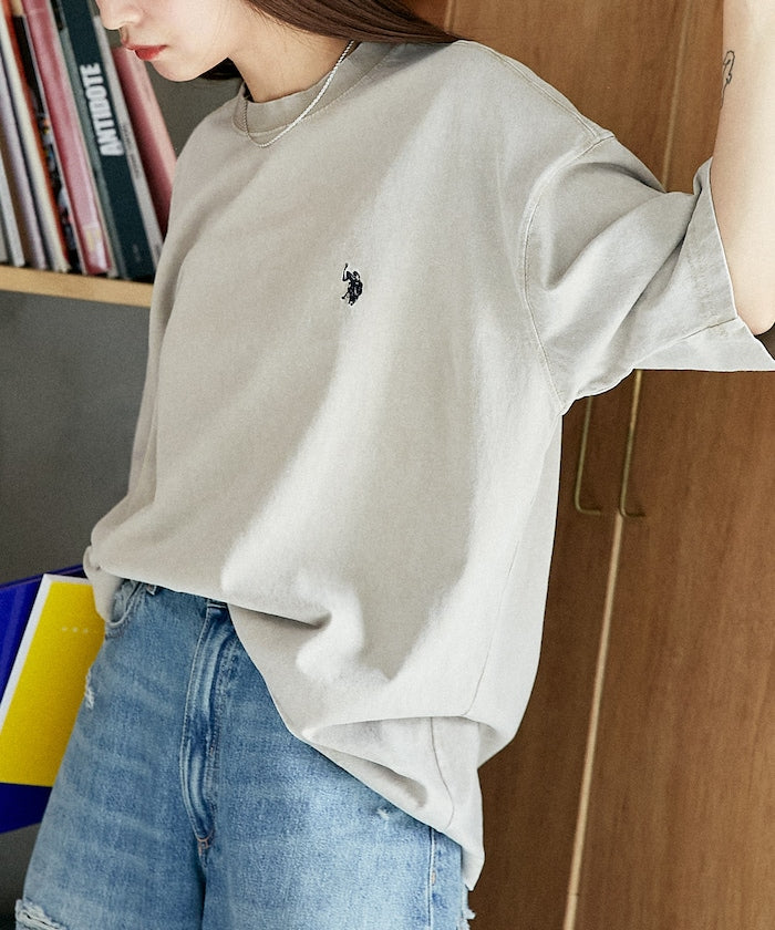U.S. POLO ASSN. Special order one-point embroidered logo pigment T-shirt 簡約刺繡短袖T恤