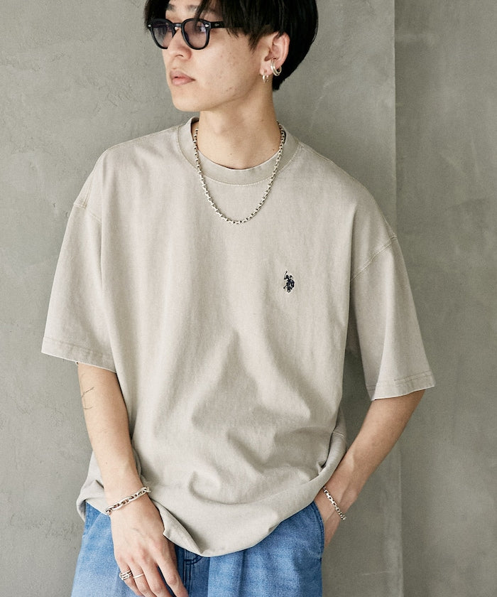 U.S. POLO ASSN. Special order one-point embroidered logo pigment T-shirt 簡約刺繡短袖T恤