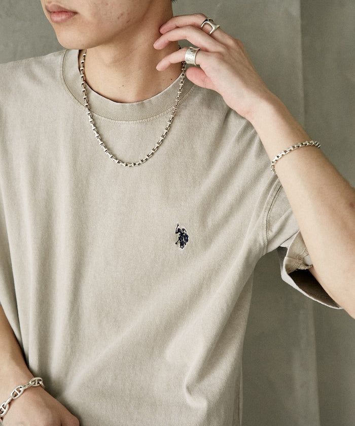 U.S. POLO ASSN. Special order one-point embroidered logo pigment T-shirt 簡約刺繡短袖T恤