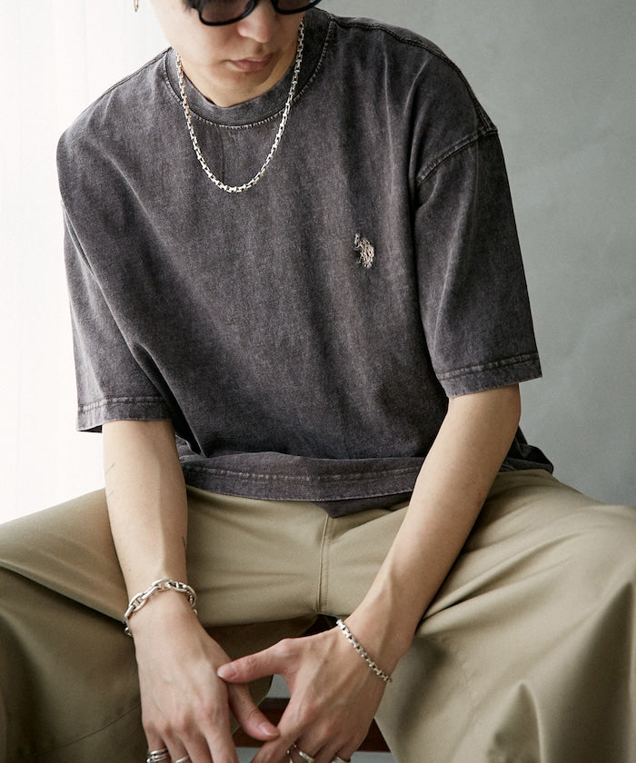 U.S. POLO ASSN. Special order one-point embroidered logo pigment T-shirt 簡約刺繡短袖T恤