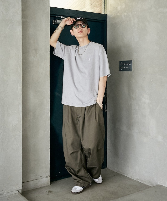 U.S. POLO ASSN. Special order one-point embroidered logo pigment T-shirt 簡約刺繡短袖T恤