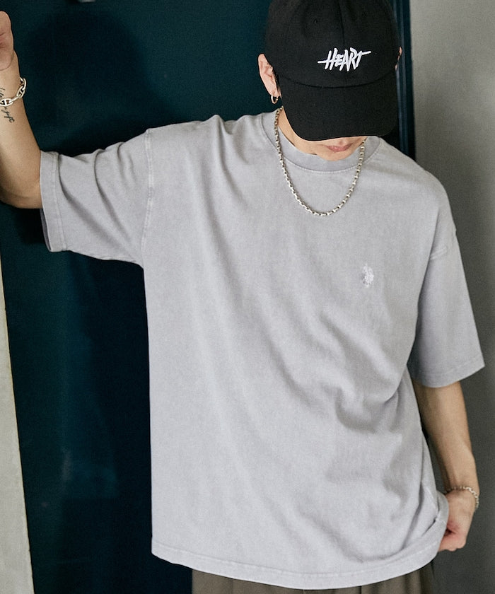 U.S. POLO ASSN. Special order one-point embroidered logo pigment T-shirt 簡約刺繡短袖T恤