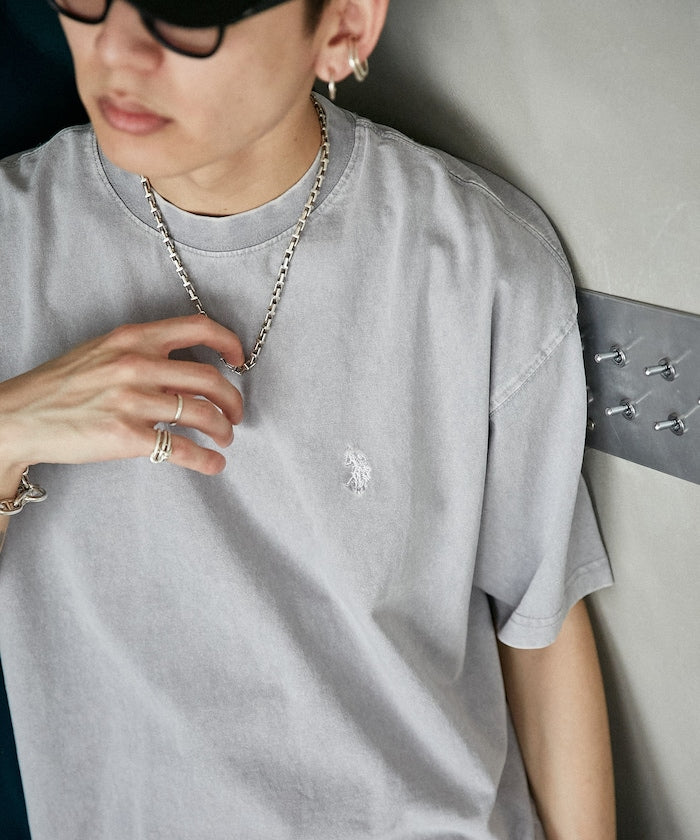 U.S. POLO ASSN. Special order one-point embroidered logo pigment T-shirt 簡約刺繡短袖T恤