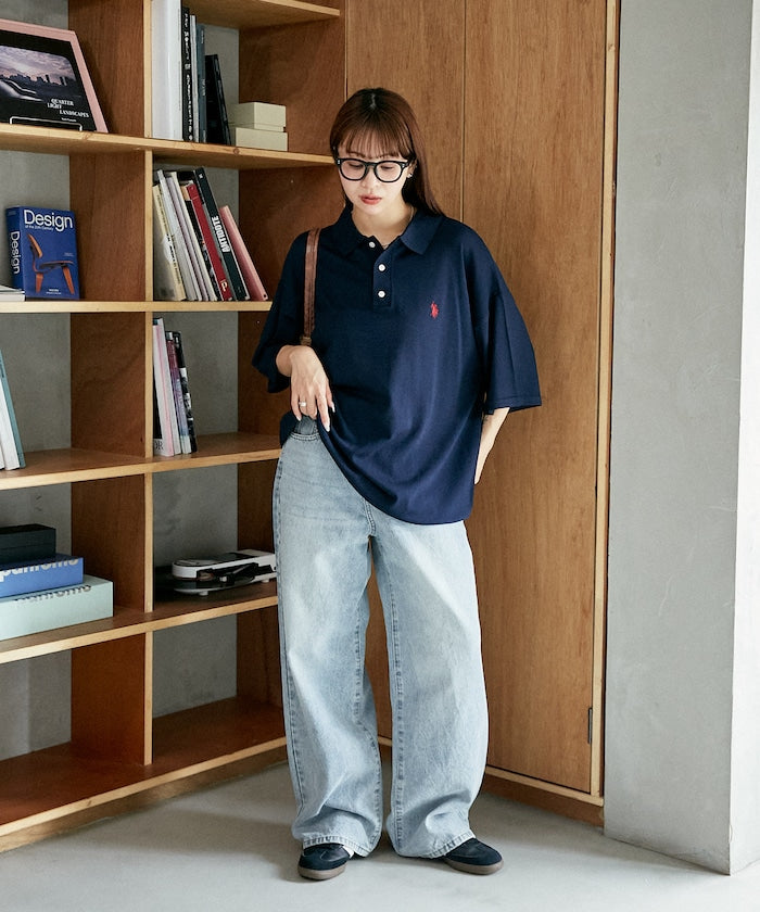 U.S. POLO ASSN. Special order Knit polo shirt with one-point embroidery  針織刺繡Polo衫