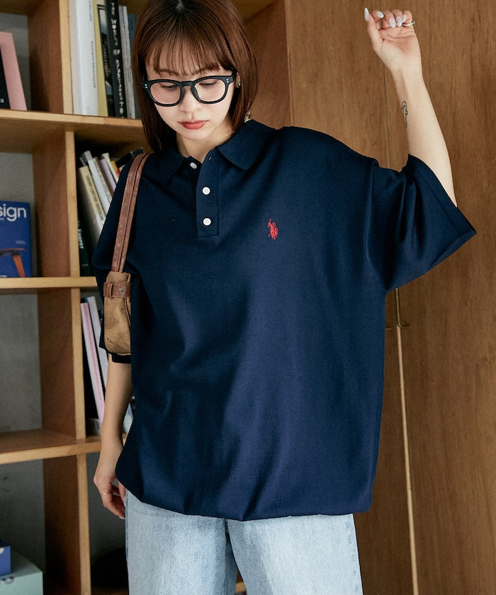 U.S. POLO ASSN. Special order Knit polo shirt with one-point embroidery  針織刺繡Polo衫