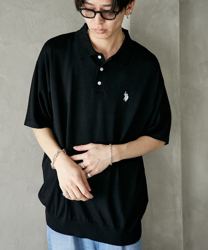 U.S. POLO ASSN. Special order Knit polo shirt with one-point embroidery  針織刺繡Polo衫