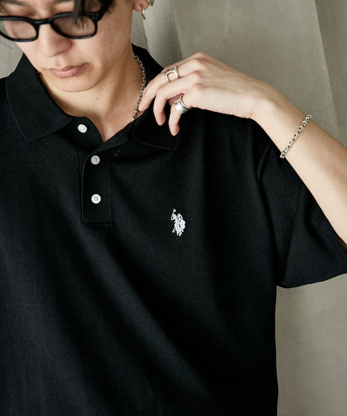 U.S. POLO ASSN. Special order Knit polo shirt with one-point embroidery  針織刺繡Polo衫