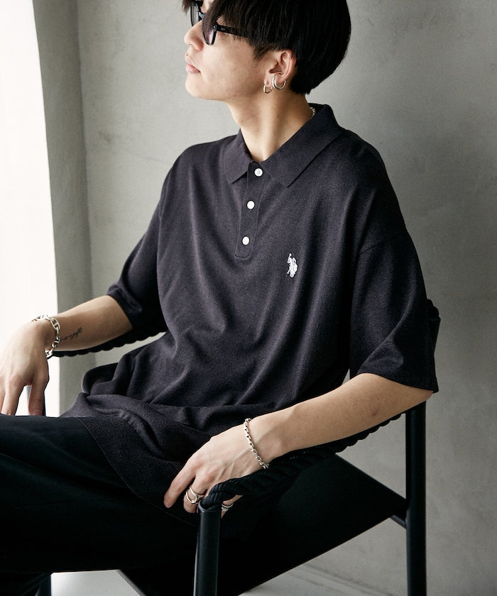 U.S. POLO ASSN. Special order Knit polo shirt with one-point embroidery  針織刺繡Polo衫
