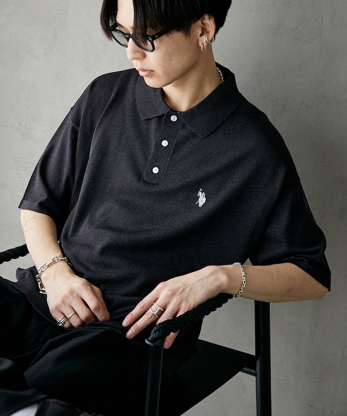 U.S. POLO ASSN. Special order Knit polo shirt with one-point embroidery  針織刺繡Polo衫