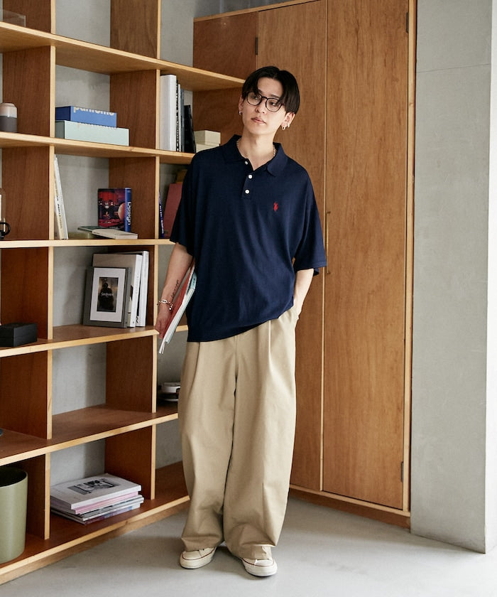 U.S. POLO ASSN. Special order Knit polo shirt with one-point embroidery  針織刺繡Polo衫