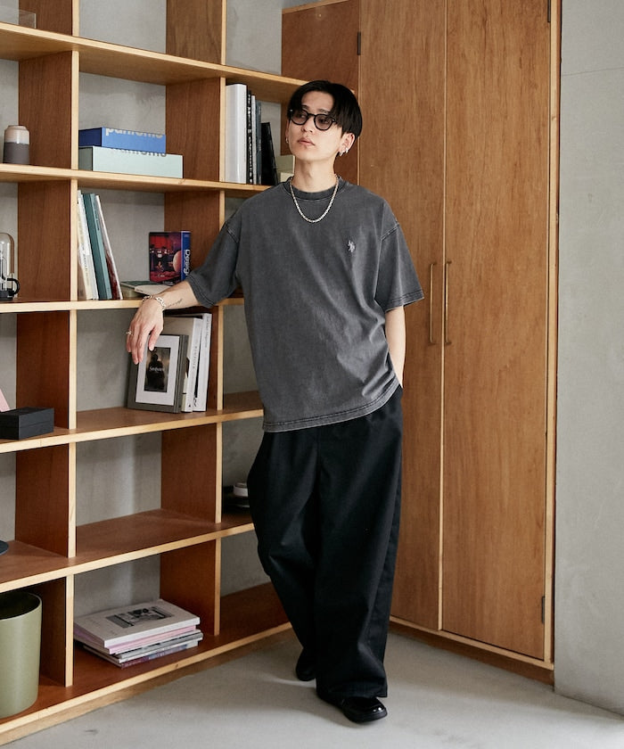 U.S. POLO ASSN. Special order one-point embroidered logo pigment T-shirt 簡約刺繡短袖T恤