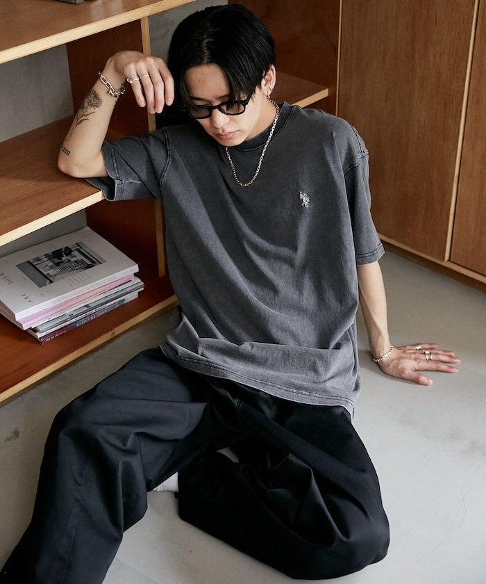 U.S. POLO ASSN. Special order one-point embroidered logo pigment T-shirt 簡約刺繡短袖T恤