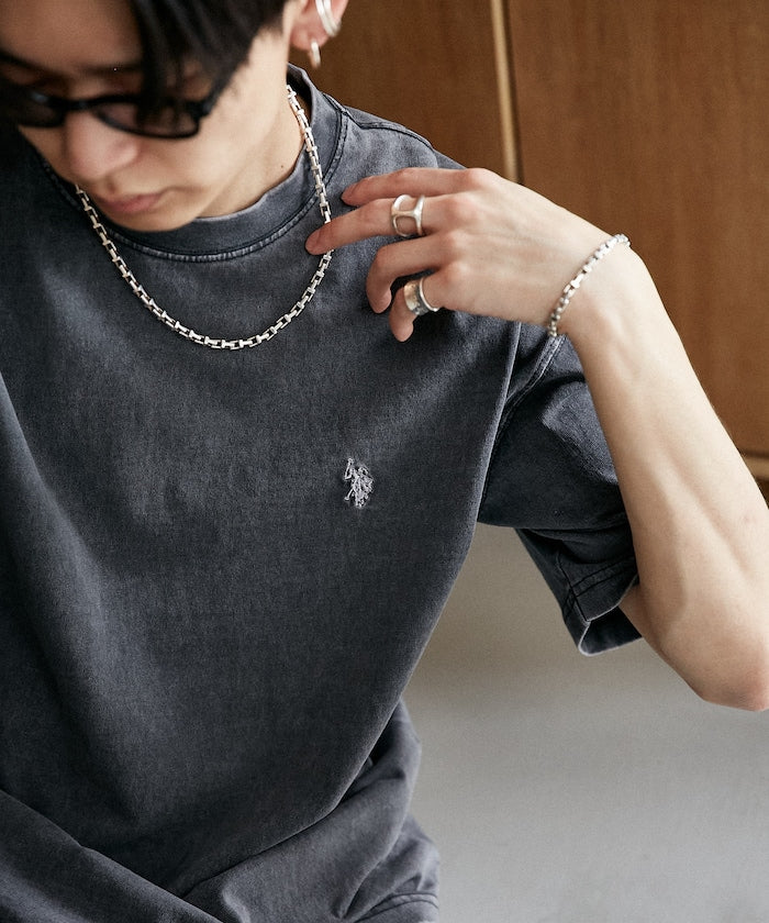 U.S. POLO ASSN. Special order one-point embroidered logo pigment T-shirt 簡約刺繡短袖T恤