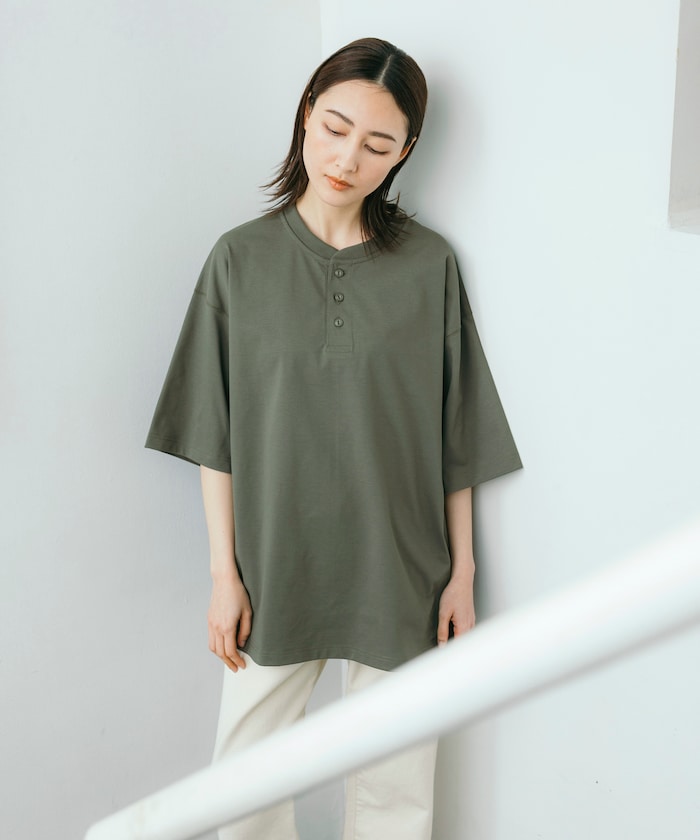 FREAK'S STORE AIRDRY 7.7 oz. big silhouette Henley neck T-shirt 亨利领 T恤