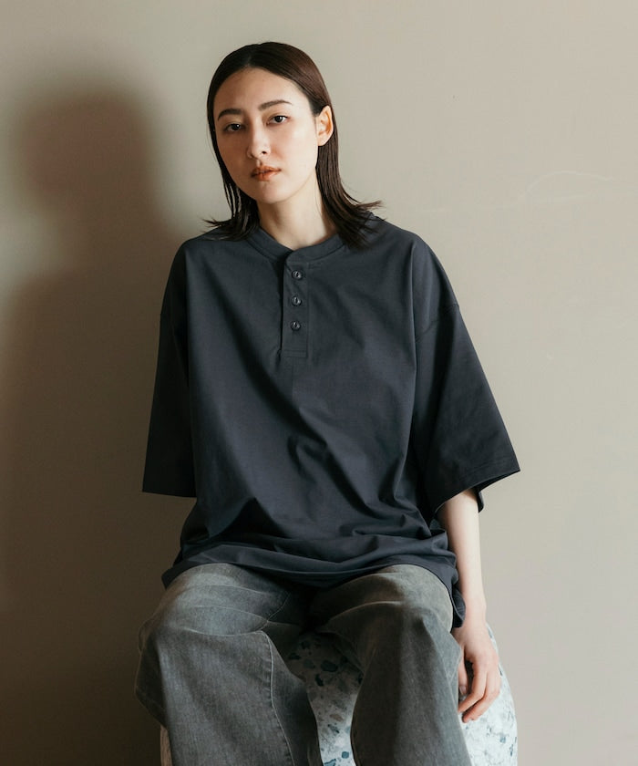 FREAK'S STORE AIRDRY 7.7 oz. big silhouette Henley neck T-shirt 亨利领 T恤
