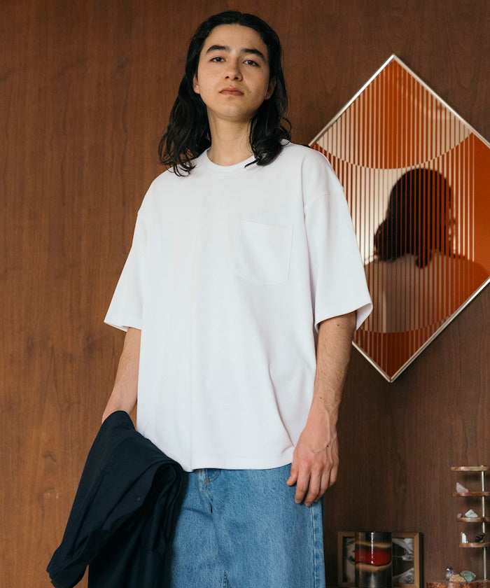 FREAK'S STORE AIRDRY pique knit crew neck pocket T-shirt 圓領口袋T恤