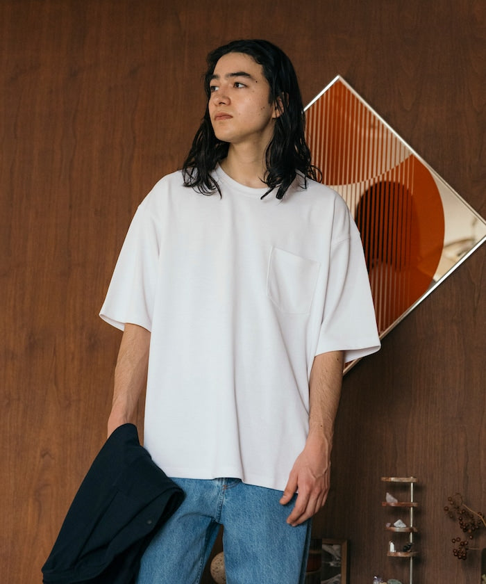 FREAK'S STORE AIRDRY pique knit crew neck pocket T-shirt 圓領口袋T恤
