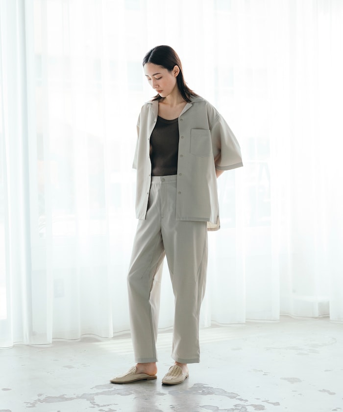 FREAK'S STORE Quick-drying material Relaxed fit Open collar shirt 寬版亞麻短袖襯衫