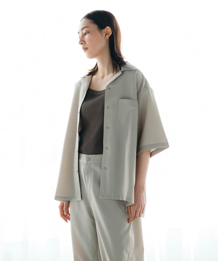 FREAK'S STORE Quick-drying material Relaxed fit Open collar shirt 寬版亞麻短袖襯衫