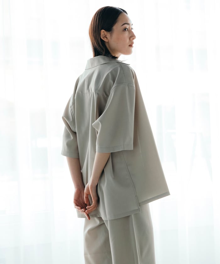 FREAK'S STORE Quick-drying material Relaxed fit Open collar shirt 寬版亞麻短袖襯衫