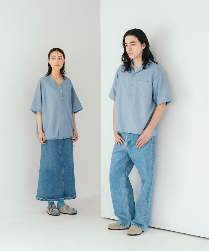 FREAK'S STORE Quick-drying material Relaxed fit Open collar shirt 寬版亞麻短袖襯衫
