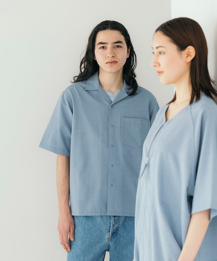 FREAK'S STORE Quick-drying material Relaxed fit Open collar shirt 寬版亞麻短袖襯衫