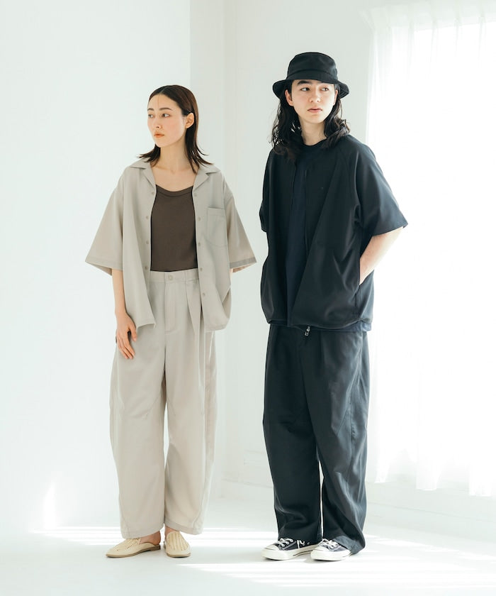 FREAK'S STORE Quick-drying material Relaxed fit Open collar shirt 寬版亞麻短袖襯衫