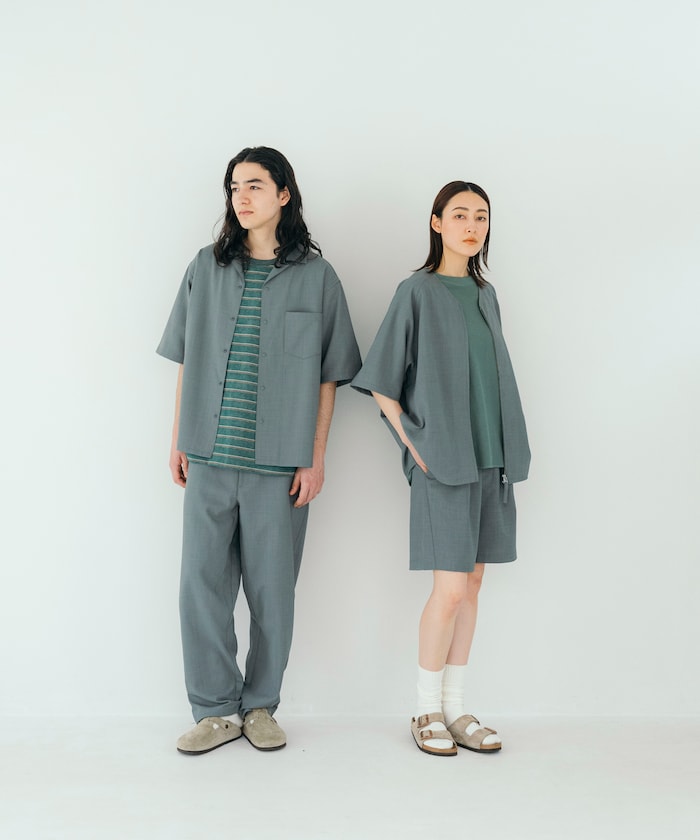FREAK'S STORE Quick-drying material Relaxed fit Open collar shirt 寬版亞麻短袖襯衫