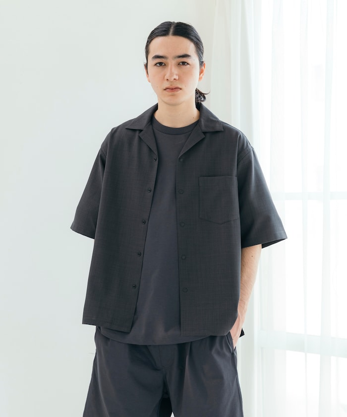 FREAK'S STORE Quick-drying material Relaxed fit Open collar shirt 寬版亞麻短袖襯衫