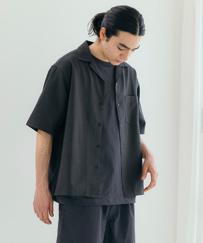 FREAK'S STORE Quick-drying material Relaxed fit Open collar shirt 寬版亞麻短袖襯衫