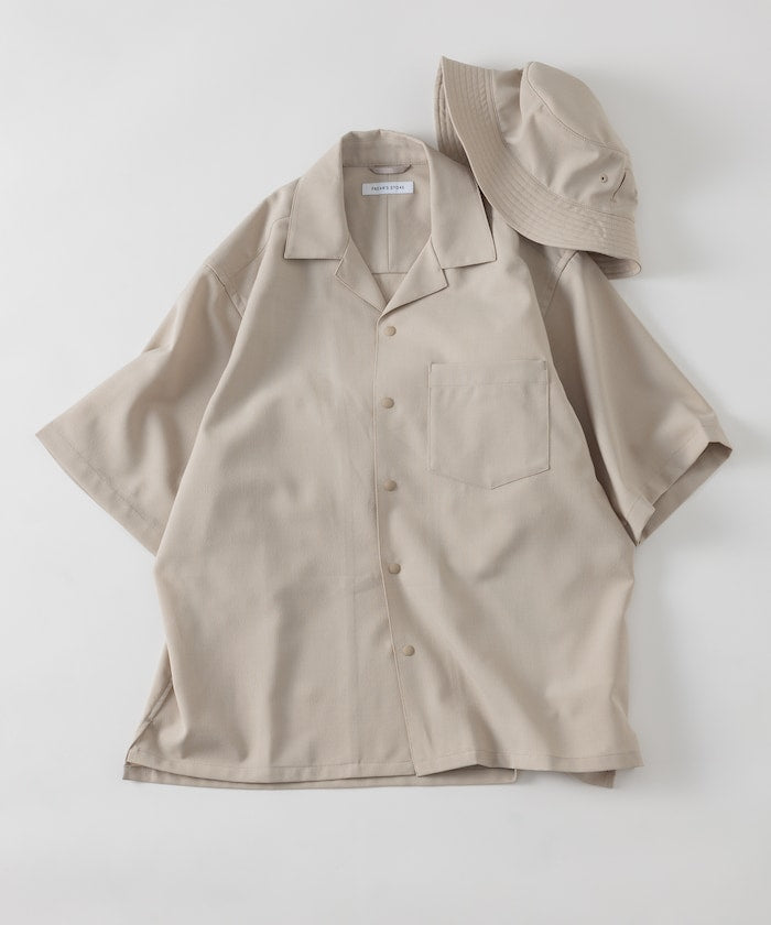 FREAK'S STORE Quick-drying material Relaxed fit Open collar shirt 寬版亞麻短袖襯衫